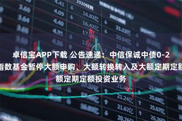 卓信宝APP下载 公告速递：中信保诚中债0-2年政金债指数基金暂停大额申购、大额转换转入及大额定期定额投资业务