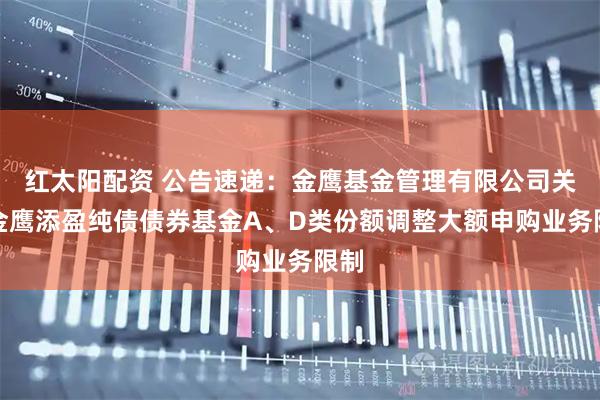 红太阳配资 公告速递：金鹰基金管理有限公司关于金鹰添盈纯债债券基金A、D类份额调整大额申购业务限制