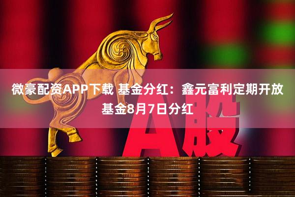 微豪配资APP下载 基金分红：鑫元富利定期开放基金8月7日分红
