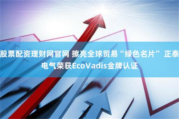 股票配资理财网官网 擦亮全球贸易“绿色名片” 正泰电气荣获EcoVadis金牌认证